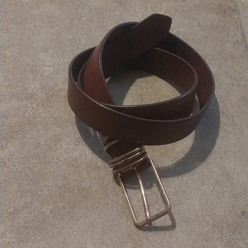 Women Brown Genuine Cowhide Leather Belt Size L Classic Basic Neutral